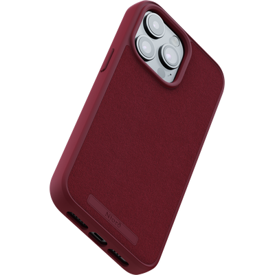 Njord Collections Suede Comfort+ Hoesje geschikt voor iPhone 15 Pro Max - 2M valbescherming - Gerecycled / Duurzaam materiaal - Rood