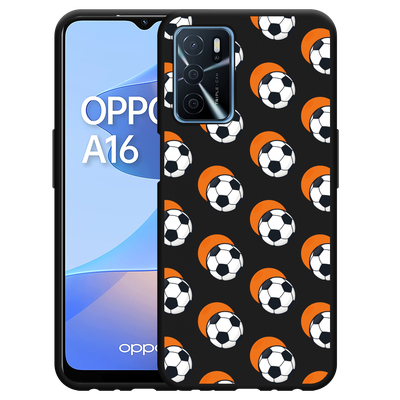 Cazy Hoesje Zwart geschikt voor Oppo A16/A16s - Soccer Ball Orange
