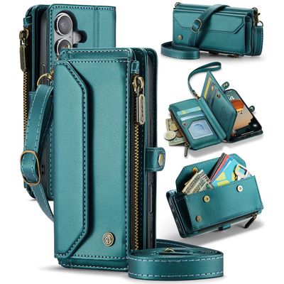 Caseme Case iPhone 16 - Crossbody Wallet Case - Green