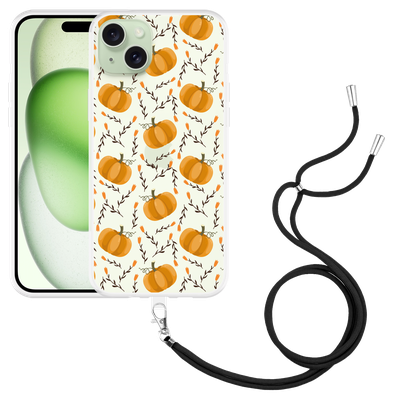 Cazy Hoesje met koord geschikt voor iPhone 15 Plus Pumpkins