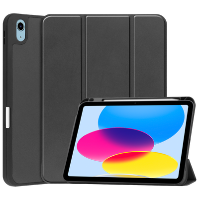 Cazy Hoes geschikt voor iPad 2022 (10th Gen) - TriFold Tablet Smart Cover met Penhouder - Zwart