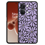 Hoesje Zwart geschikt voor OnePlus Nord 3 5G Abstracte Paarse Bloemen