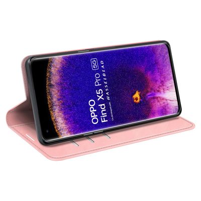Cazy Wallet Magnetic Hoesje geschikt voor Oppo Find X5 Pro - Roze