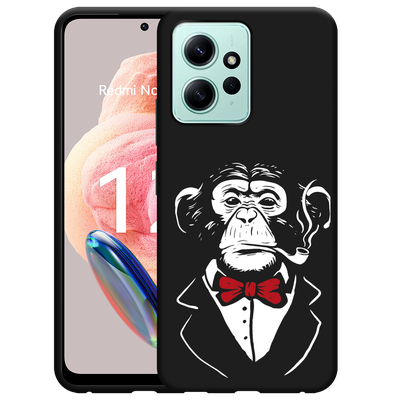 Cazy Hoesje Zwart geschikt voor Xiaomi Redmi Note 12 4G Smoking Chimp