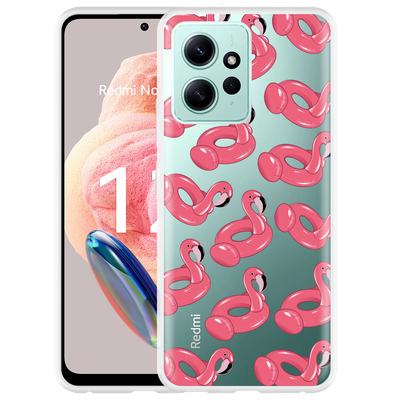 Cazy Hoesje geschikt voor Xiaomi Redmi Note 12 4G Inflatable Flamingos