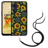 Hoesje met koord Zwart geschikt voor Oppo Reno8 T 4G Sunflowers