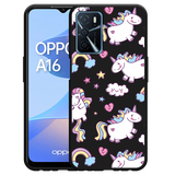 Hoesje Zwart geschikt voor Oppo A16/A16s - Fat Unicorn