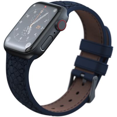 Njord Collections Zalm Leder Smartwatchband geschikt voor Apple Watch 40mm/41mm - Blauw
