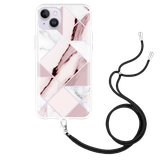 Hoesje met Koord geschikt voor iPhone 14 Plus - Roze Marmer