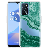 Hoesje geschikt voor Oppo A16/A16s - Turquoise Marble Art