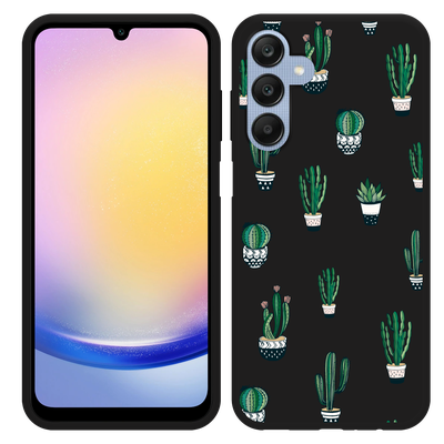 Cazy Hoesje Zwart geschikt voor Samsung Galaxy A25 Green Cactus