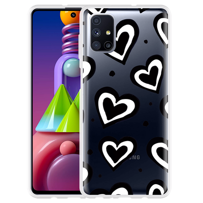 Cazy Hoesje geschikt voor Samsung Galaxy M51 - Watercolor Hearts