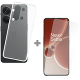 Soft TPU Hoesje + Tempered Glass Protector geschikt voor OnePlus Nord 3 5G - Transparant