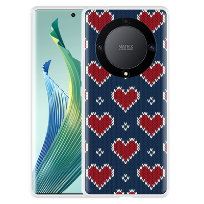 Cazy Hoesje geschikt voor Honor Magic5 Lite Gebreide Hartjes