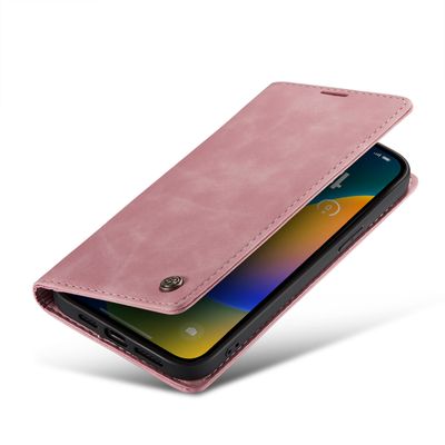 Hoesje geschikt voor iPhone 15 Pro Max - CASEME Retro Telefoonhoesje met Portemonnee - Roze