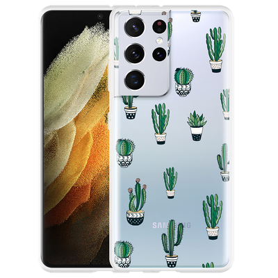 Cazy Hoesje geschikt voor Samsung Galaxy S21 Ultra - Green Cactus