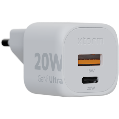 Xtorm 20W Fuel Series 5 Powerbank 10.000mAh - Wit + Xtorm 20W GaN2-Ultra Lader + Essential USB-C PD Kabel