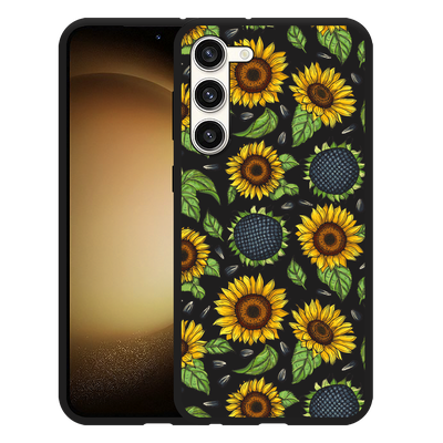 Cazy Hoesje Zwart geschikt voor Samsung Galaxy S23+ Sunflowers