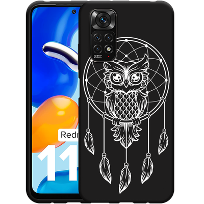 Cazy Hoesje Zwart geschikt voor Xiaomi Redmi Note 11/11S - Dream Owl Mandala