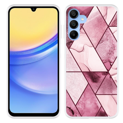 Cazy Hoesje geschikt voor Samsung Galaxy A15 / A15 5G Roze Marmer Mix