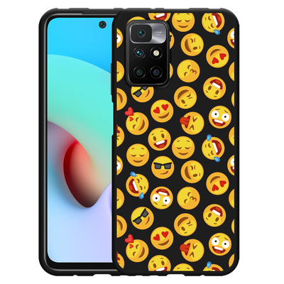 Cazy Hoesje Zwart geschikt voor Xiaomi Redmi 10 2022 - Emoji