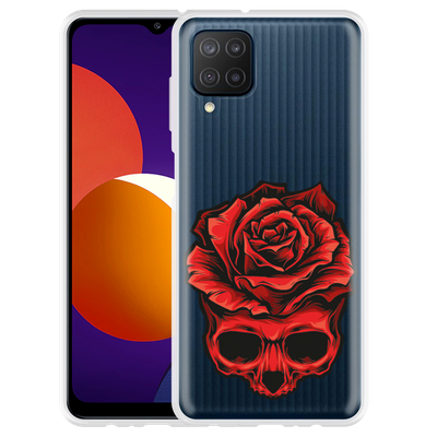 Cazy Hoesje geschikt voor Samsung Galaxy M12 - Red Skull
