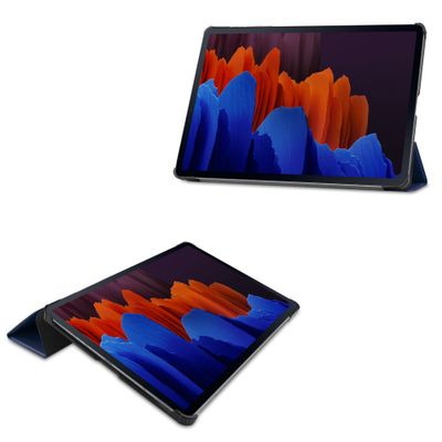 Cazy TriFold Hoes met Auto Slaap/Wake geschikt voor Samsung Galaxy Tab S7 Plus - Blauw