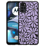 Hoesje Zwart geschikt voor Motorola Moto G22 Abstracte Paarse Bloemen