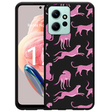 Hoesje Zwart geschikt voor Xiaomi Redmi Note 12 4G Roze Cheeta's