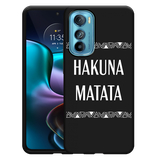 Hoesje Zwart geschikt voor Motorola Edge 30 - Hakuna Matata white