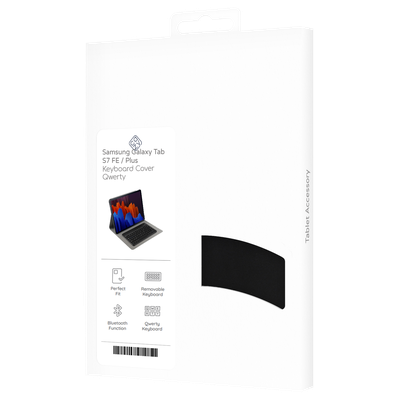 Cazy Hoes met Toetsenbord geschikt voor Samsung Galaxy Tab S7 FE/Tab S7 Plus - Qwerty indeling - Zwart