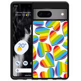 Hardcase hoesje geschikt voor Google Pixel 7 - Regenboog Hartjes