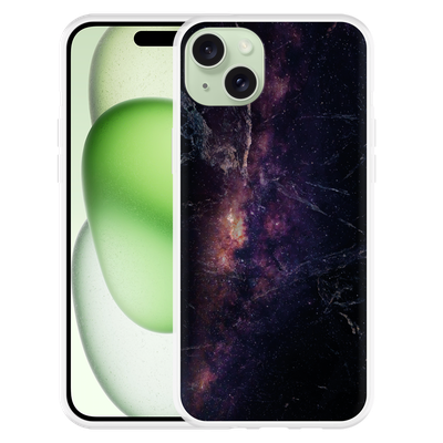 Cazy Hoesje geschikt voor iPhone 15 Plus Black Space Marble