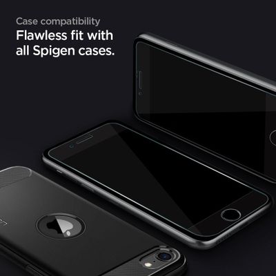 Spigen geschikt voor iPhone SE 2022/2020 Full Cover Glass Protector - Zwart - 2 Pack