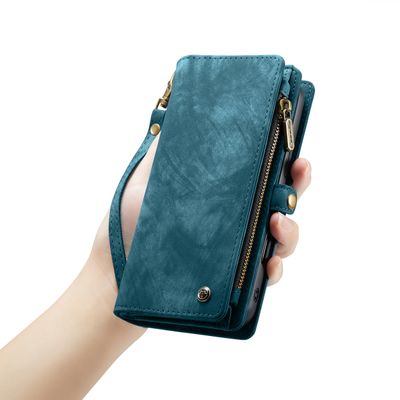 Caseme Hoesje geschikt voor iPhone 16 Pro Max - Luxe Leren Portemonnee Hoesje - Blauw