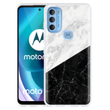 Hoes geschikt voor Motorola Moto G71 - Zwart Wit Marmer