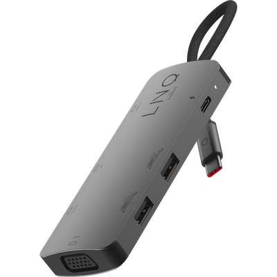 LINQ Connects 7-in-1 USB-C HDMI Adapter - Triple Display MST + 2M USB-C PD Cable