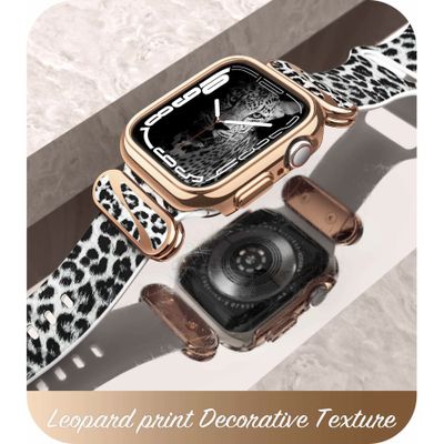 Supcase Cosmo Luxe Case geschikt voor Apple Watch 44/45mm/Ultra Bandje - Panterprint Wit