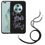 Hoesje met koord Zwart geschikt voor Honor Magic5 Pro Love Yourself