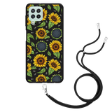 Cazy Hoesje met Koord Zwart geschikt voor Samsung Galaxy A22 4G - Sunflowers