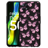 Hoesje Zwart geschikt voor Realme Narzo 50 - Roze Vlinders