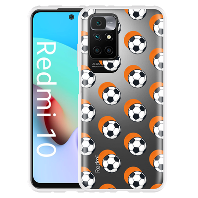 Cazy Hoesje geschikt voor Xiaomi Redmi 10 - Soccer Ball Orange