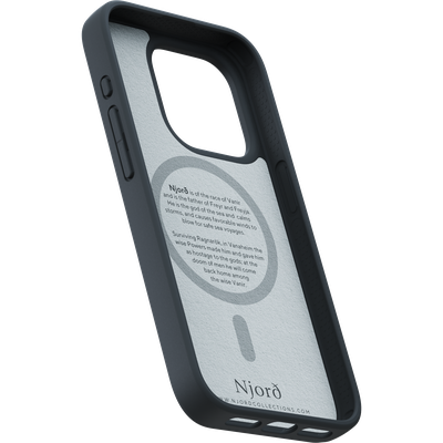 Njord Collections Suede Comfort+ Hoesje geschikt voor iPhone 15 Pro - 2M valbescherming - Gerecycled / Duurzaam materiaal - Zwart