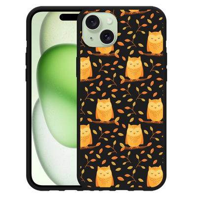 Cazy Hoesje Zwart geschikt voor iPhone 15 Plus Cute Owls