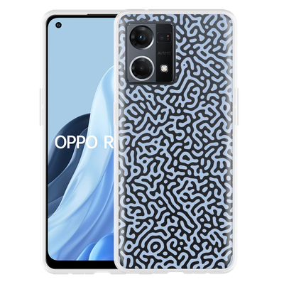 Cazy Hoesje geschikt voor Oppo Reno 7 - Blauwe Doodle