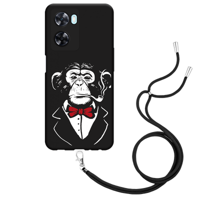 Cazy Hoesje met Koord Zwart geschikt voor Oppo A57s - Smoking Chimp