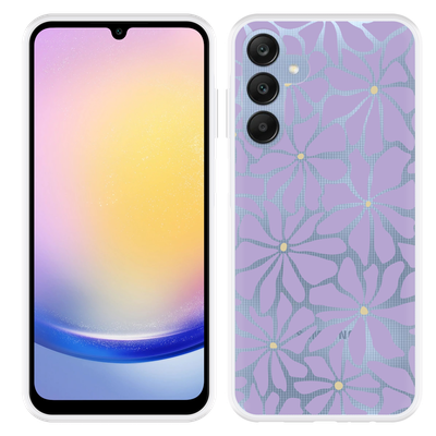 Cazy Hoesje geschikt voor Samsung Galaxy A25 Abstracte Paarse Bloemen