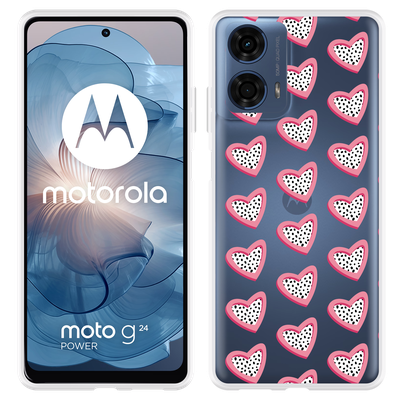 Cazy Hoesje geschikt voor Motorola Moto G04/G04s/G24/G24 Power Hartjes Met Stippen