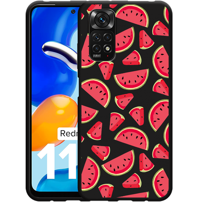 Cazy Hoesje Zwart geschikt voor Xiaomi Redmi Note 11/11S - Watermeloen