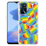 Hoesje geschikt voor Oppo A54s - Regenboog Hartjes